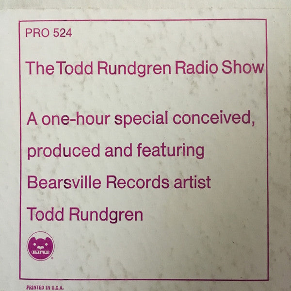 Todd Rundgren : The Todd Rundgren Radio Show (LP, Promo, Transcription)