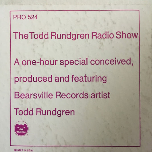 Todd Rundgren : The Todd Rundgren Radio Show (LP, Promo, Transcription)