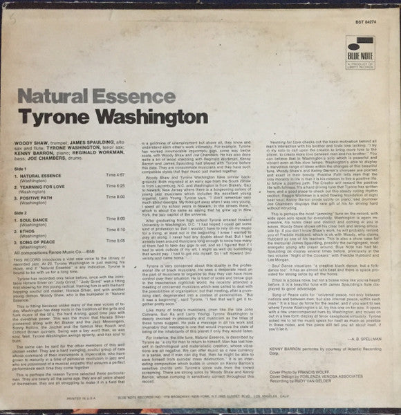 Tyrone Washington : Natural Essence (LP, Album, Mono, Aud)