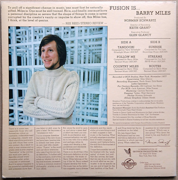 Barry Miles : Fusion Is... (LP, Album, Ltd, Dir)