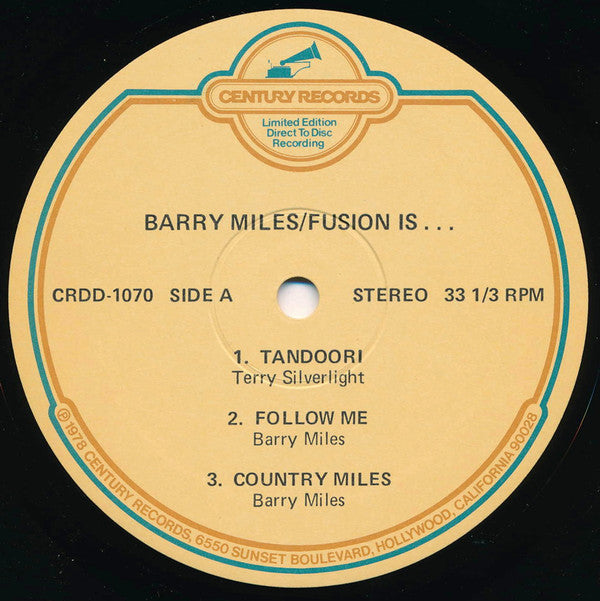 Barry Miles : Fusion Is... (LP, Album, Ltd, Dir)