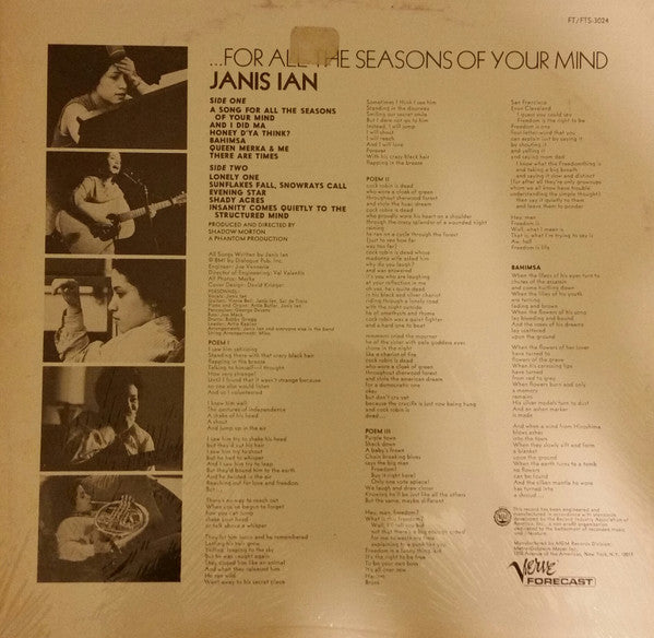 Janis Ian : ...For All The Seasons Of Your Mind (LP, Album)