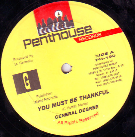 General Degree : You Must Be Thankful (12")