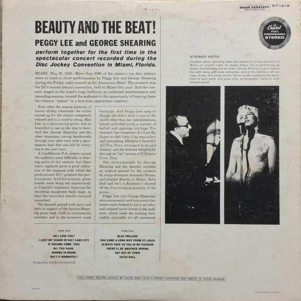 Peggy Lee / George Shearing : Beauty And The Beat! (LP, Album, RE, Los)