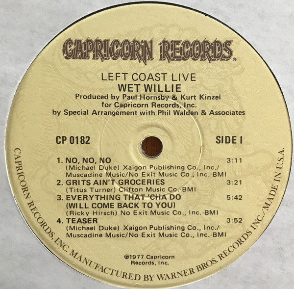 Buy Wet Willie Left Coast Live LP Album Win Online for a