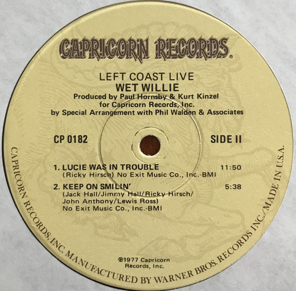 Wet Willie : Left Coast Live (LP, Album, Win)