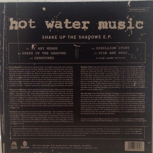 Buy Hot Water Music Shake Up The Shadows LP S Sided EP Etch