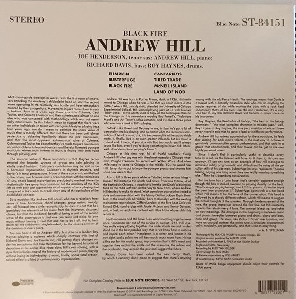 Andrew Hill : Black Fire (LP, Album, RE, 180)