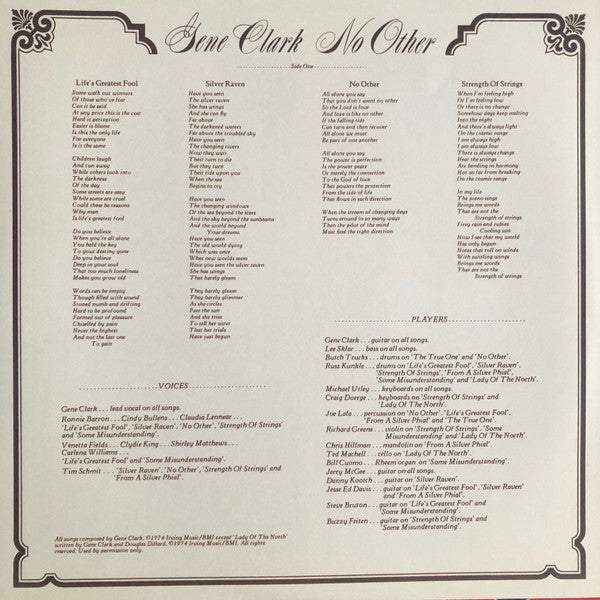 Gene Clark : No Other (LP, Album, RE)