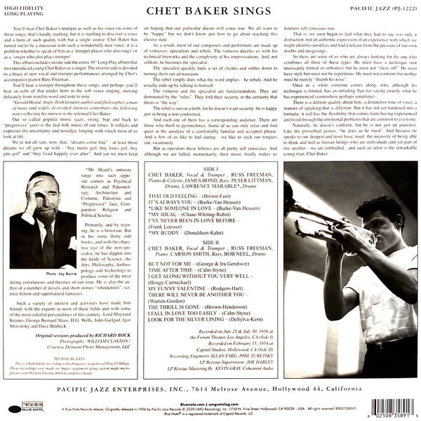 Buy Chet Baker : Chet Baker Sings (LP, Album, Mono, RE, 180) Online for a  great price – Tonevendor Records