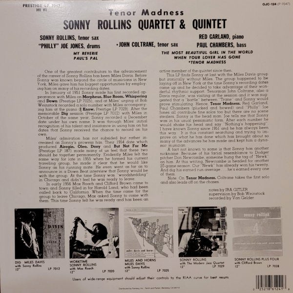 Sonny Rollins Quartet - Tenor Madness (LP,Album,Limited  Edition,Reissue,Repress,Mono)