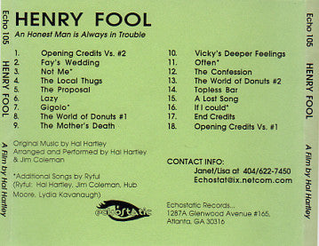 Hal Hartley : Henry Fool (Original Motion Picture Soundtrack) (CD, Promo)