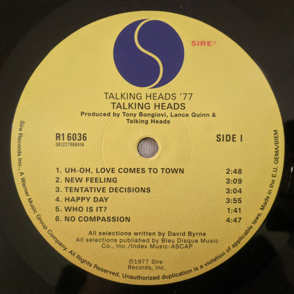 Talking Heads : Talking Heads: 77 (LP, Album, RE, RP)