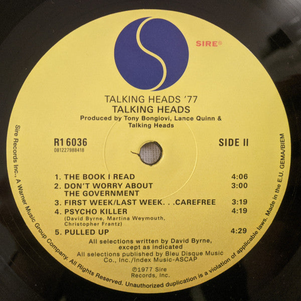 Talking Heads : Talking Heads: 77 (LP, Album, RE, RP)