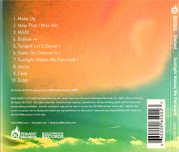Elefant : Sunlight Makes Me Paranoid (CD, Album, Enh, Dig)