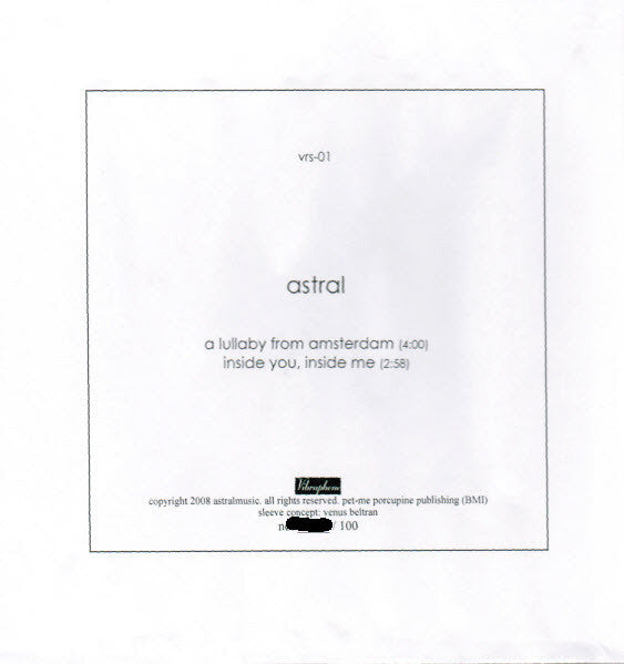 Astral (6) : A Lullaby From Amsterdam (7", Single, Ltd, Num, Han)