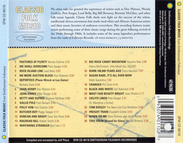 Various : Classic Folk Music (From Smithsonian Folkways) (CD, Comp)