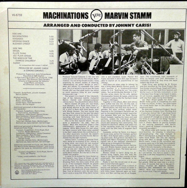 Marvin Stamm : Machinations (LP, Album, Promo, Yel)