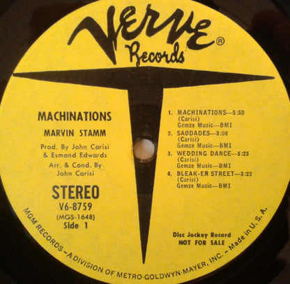 Marvin Stamm : Machinations (LP, Album, Promo, Yel)