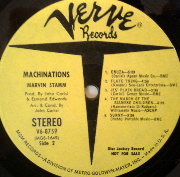 Marvin Stamm : Machinations (LP, Album, Promo, Yel)