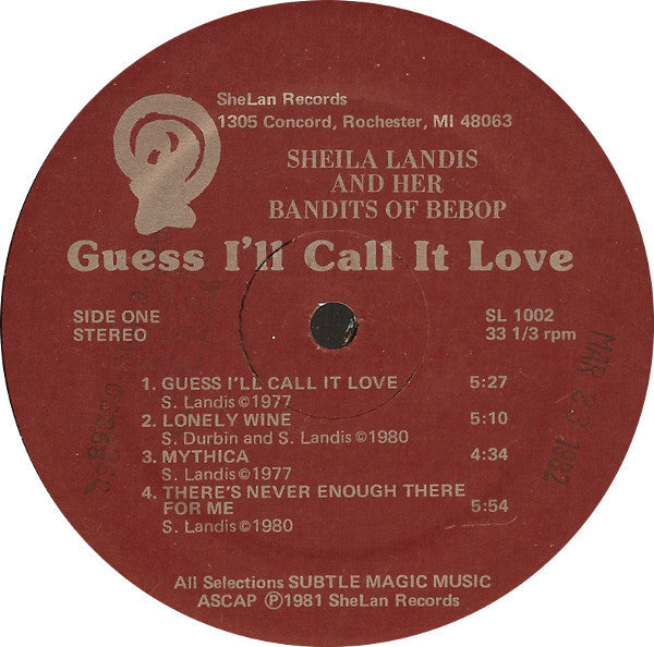 ☆LP Sheila Landis / Guess I´ll Call It Love (Penso Que Seja Amor) ´81 US  Original_SheLan Records-