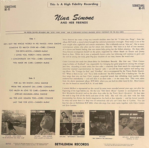 Nina Simone, Chris Connor, Carmen McRae - Nina Simone And Her Friends An  Intimate Variety Of Vocal Charm (LP, Comp, RE, Gre)