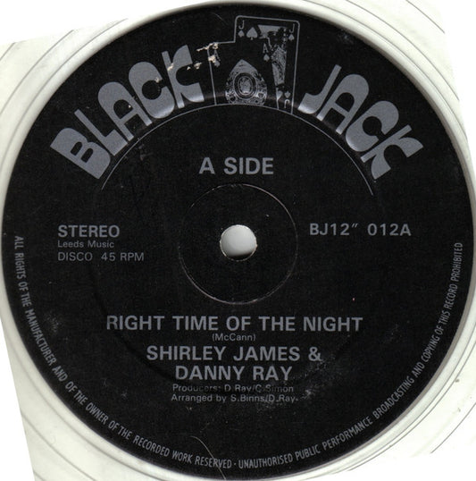 Shirley James & Danny Ray (2) : Right Time Of The Night (12", Cle)