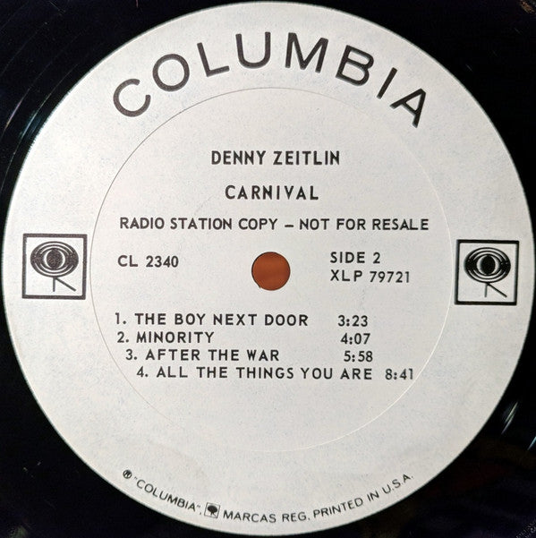 Denny Zeitlin : Carnival (LP, Album, Mono, Promo)