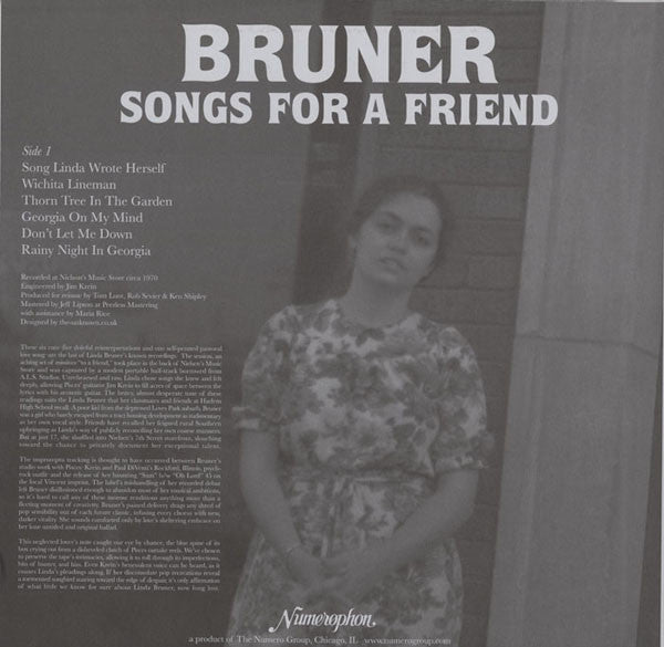 Linda Bruner : Songs For A Friend (LP, S/Sided, MiniAlbum, Etch)