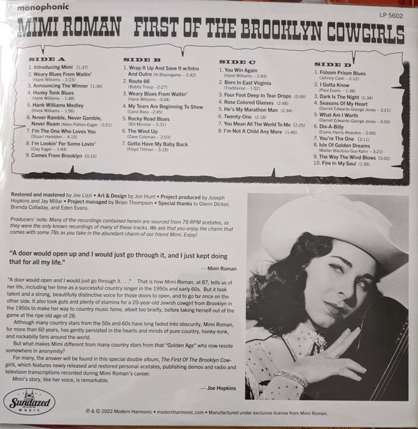 Mimi Roman - First of The Brooklyn Cowgirls (LP, Album, Mono)