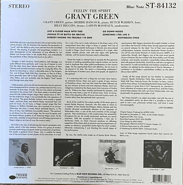 Grant Green - Feelin' The Spirit (LP, Album, RE, 180)