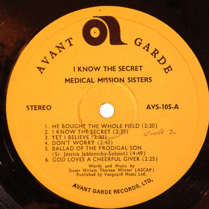 The Medical Mission Sisters And Friends : I Know The Secret (LP, Album)