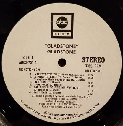 Gladstone : Gladstone (LP, Album, Promo)