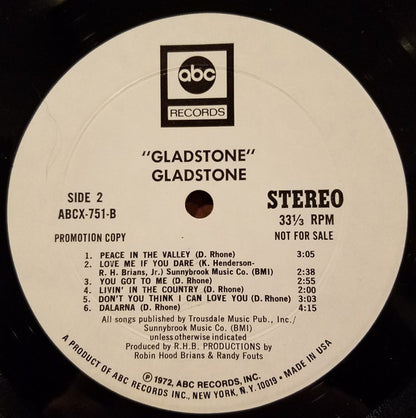 Gladstone : Gladstone (LP, Album, Promo)