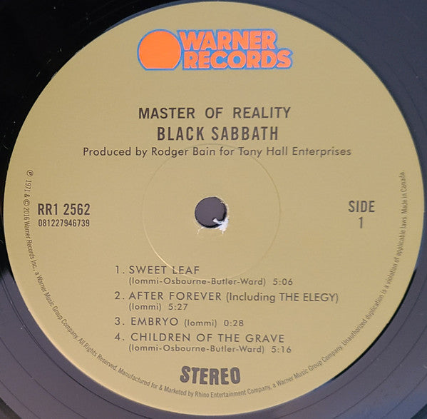 Black Sabbath - Master Of Reality (LP, Album, RE, Gat)