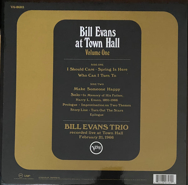 The Bill Evans Trio - Bill Evans At Town Hall (Volume One) (LP, Album, RE,  180)