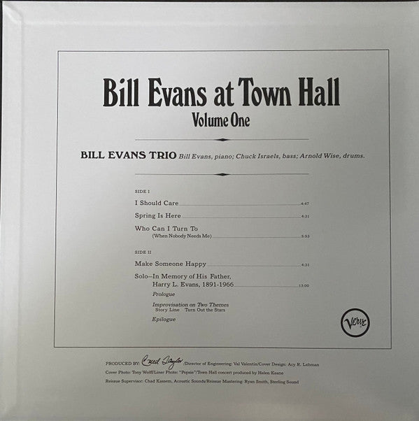 The Bill Evans Trio - Bill Evans At Town Hall (Volume One) (LP, Album, RE,  180)