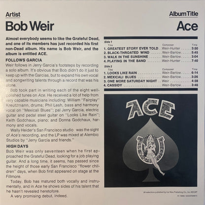 Bob Weir : Ace (LP, Album, RE, RM, 180)