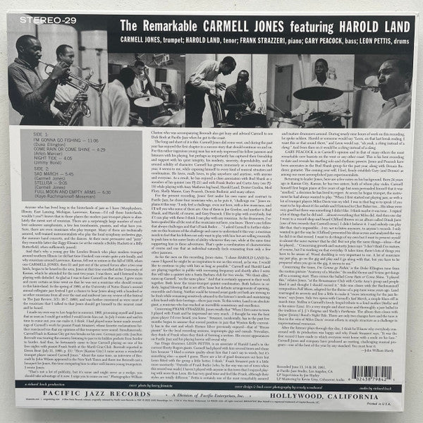 Carmell Jones Featuring Harold Land : The Remarkable Carmell Jones (LP, Album)