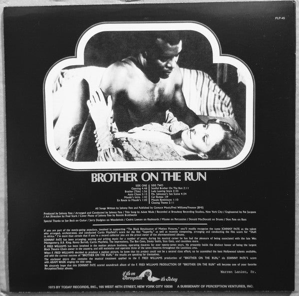 Johnny Pate : Brother On The Run (The Original Soundtrack From The Motion Picture) (LP, RE)