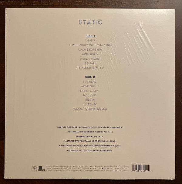 Cults : Static (LP, Album, RE, RP, Blu)