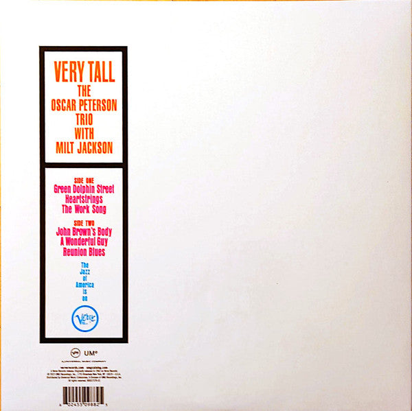 Oscar Peterson Trio, The With Milt Jackson : Very Tall (LP,Album,Reissue,Stereo)