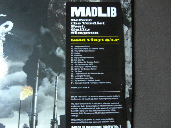 Madlib Feat. Guilty Simpson : Before The Verdict (2xLP, Album, Ltd, RE, Gol)