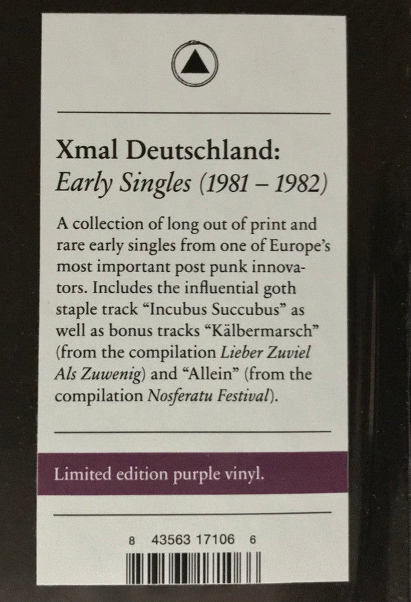 X Mal Deutschland : Early Singles (1981 - 1982) (LP, Comp, Ltd, RM, Pur)