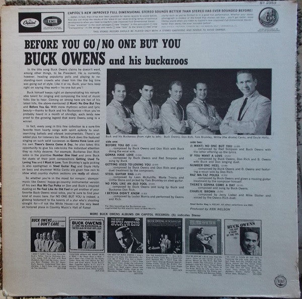 Buck Owens And His Buckaroos : Before You Go / No One But You (LP, Album, Los)