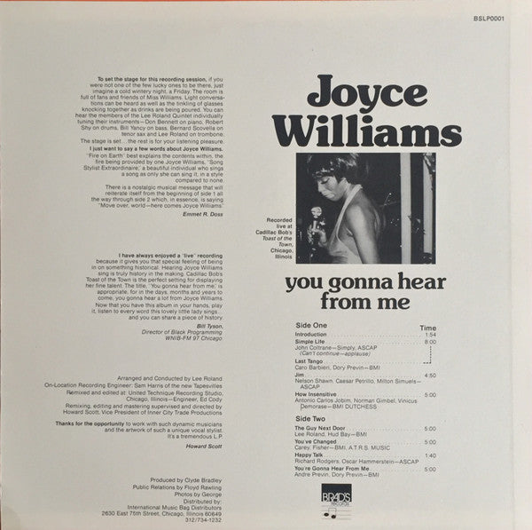 Joyce Williams : You Gonna Hear From Me (LP, Album)