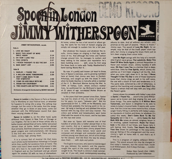 Jimmy Witherspoon : Spoon In London (LP, Album, Mono)