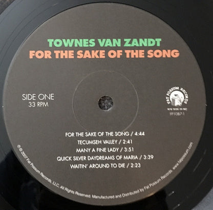 Townes Van Zandt : For The Sake Of The Song (LP, Album, RE)