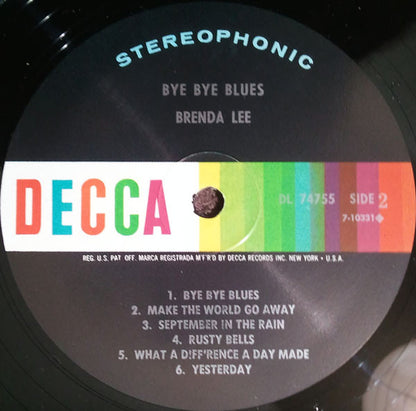 Brenda Lee : Bye Bye Blues (LP, Album)