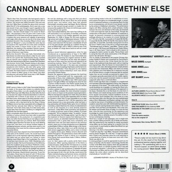 Cannonball Adderley - Somethin' Else (LP, Album, Ltd, RE, RM, 180)